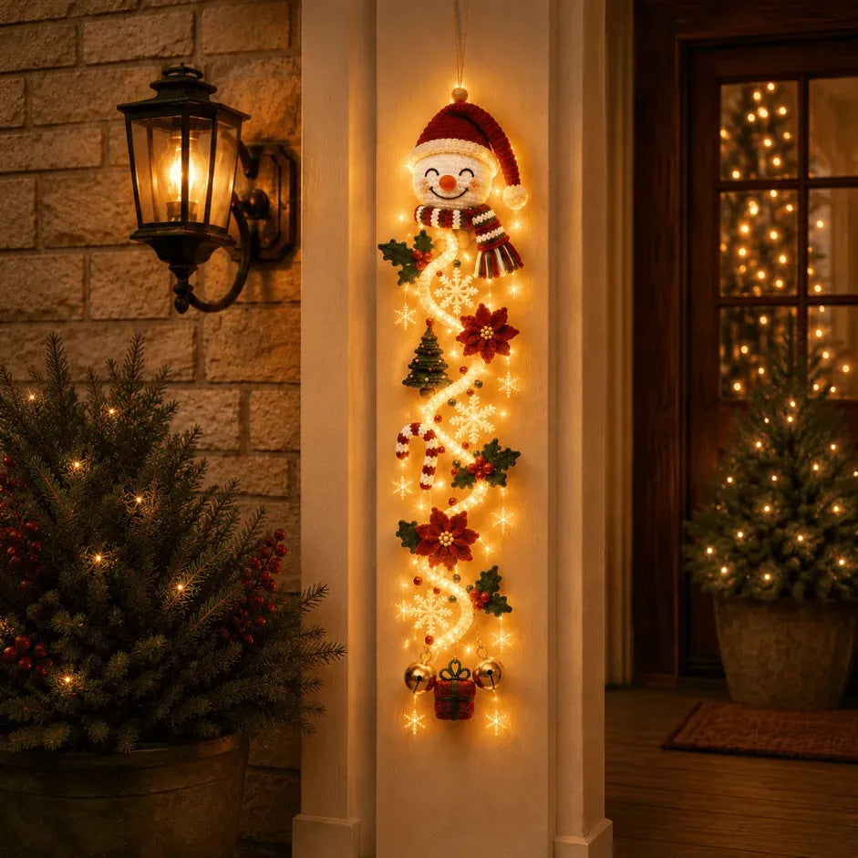 Glowing Christmas door hanger – Snowman