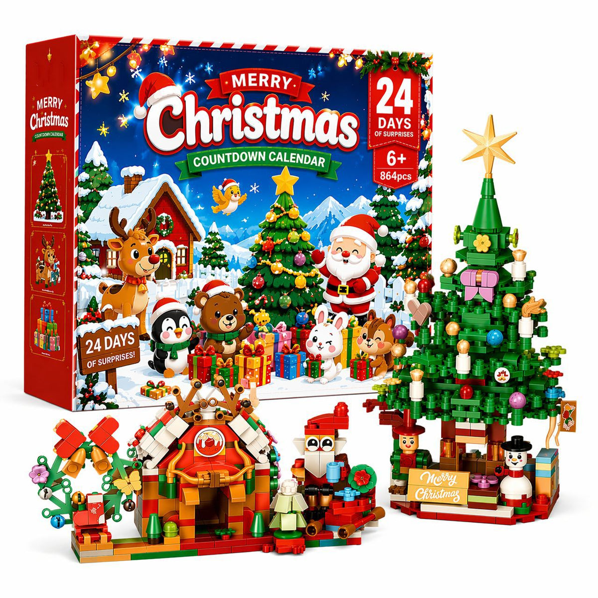Calendario de Adviento Pueblo Navideño – Bloques de Construcción 24 Días