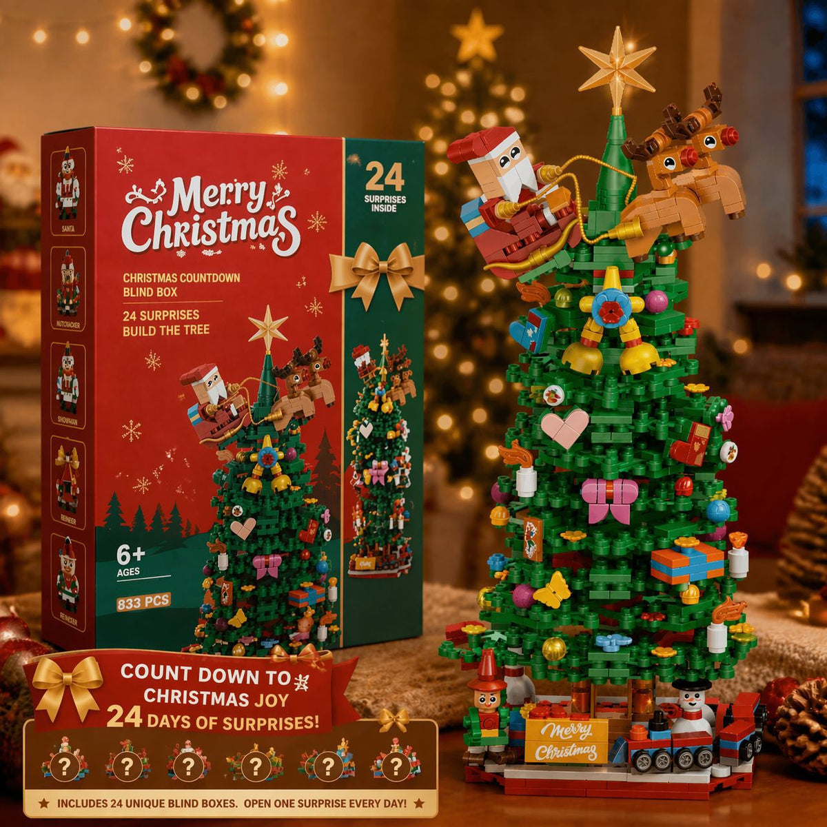 Calendario de Adviento Árbol de Navidad – Bloques de Construcción 24 Días