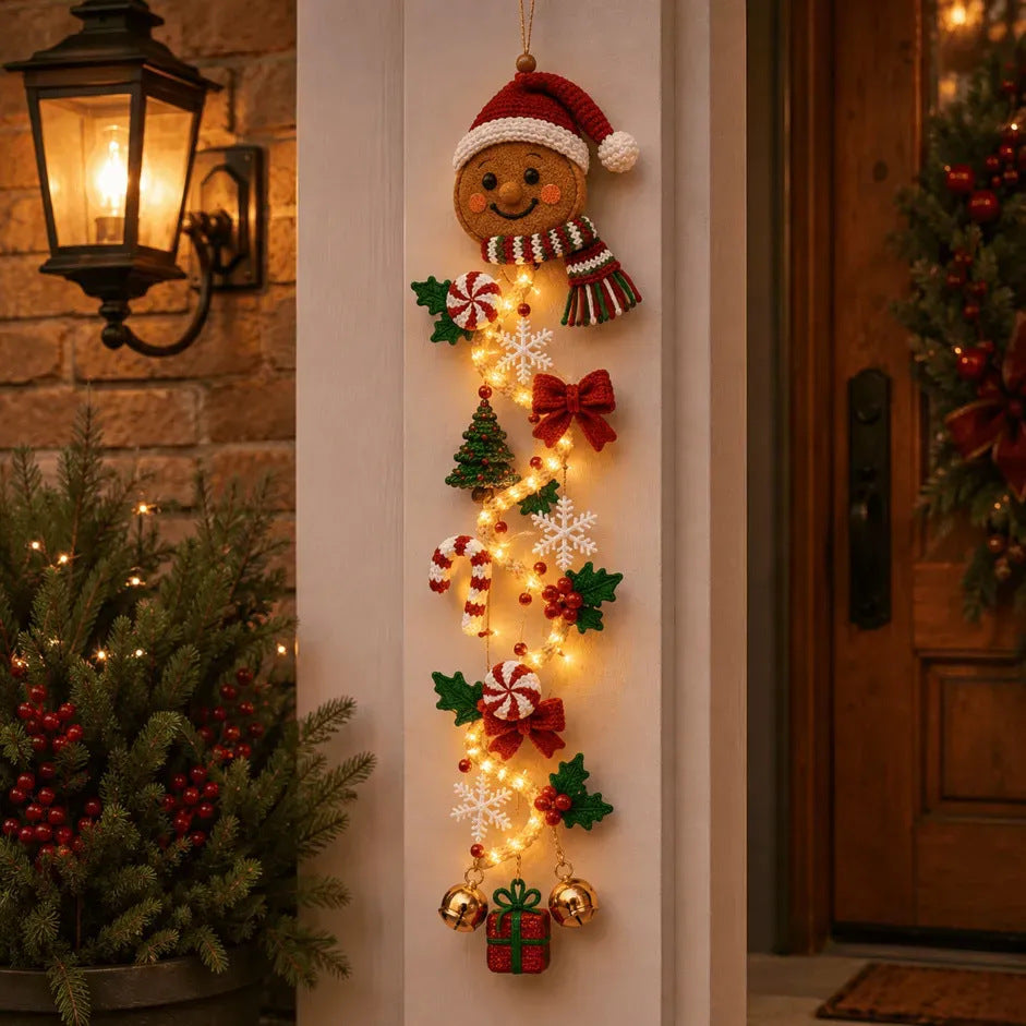 Glowing Christmas door hanger – Gingerbread