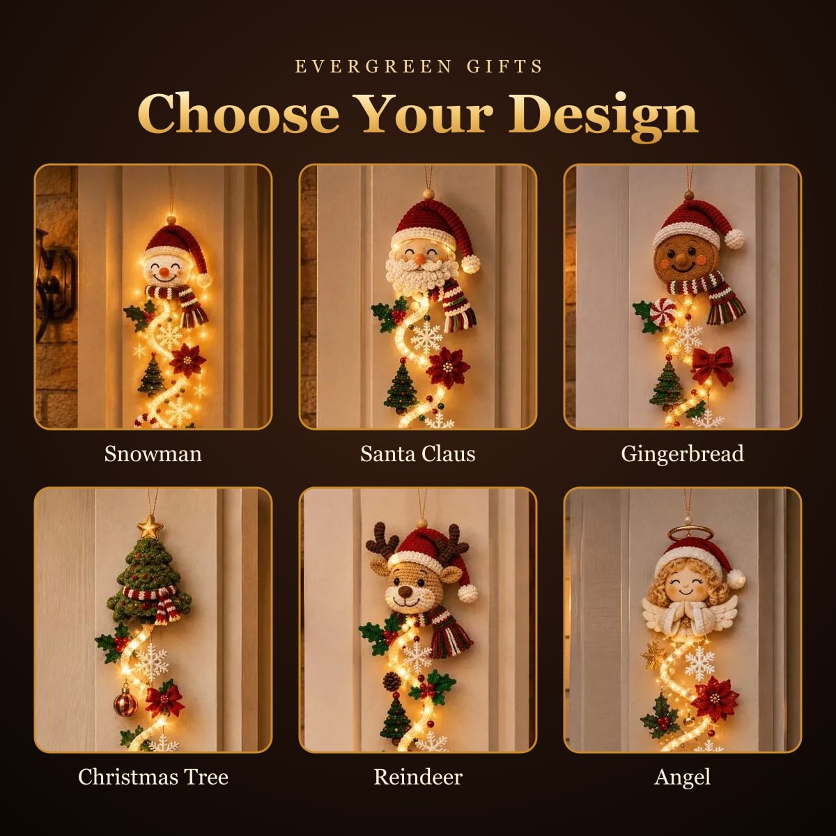 Glowing Christmas Door Hanger – Choose your design